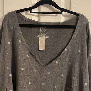 Maurices Gray Polka Dot Scoop Neck Sweater